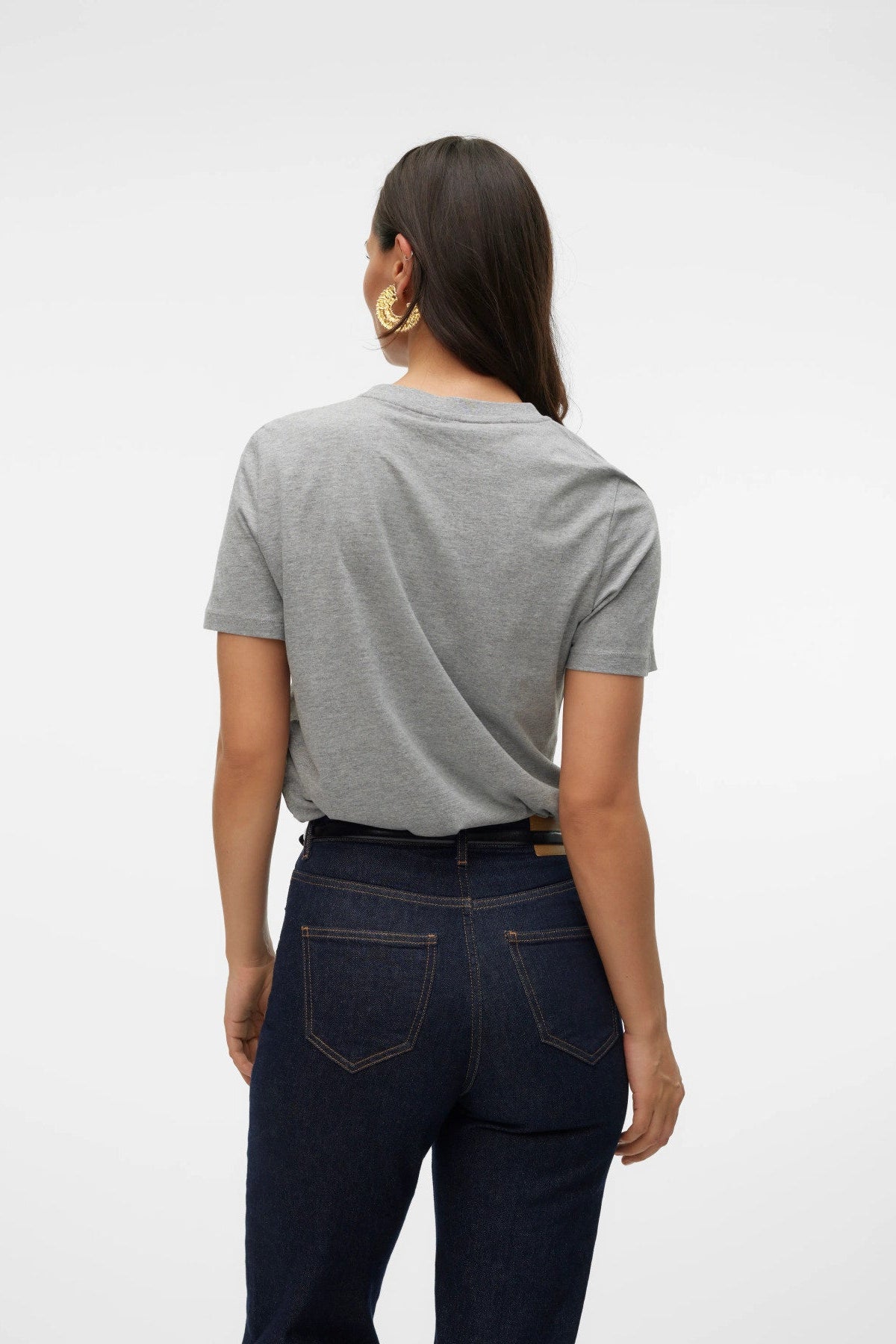 Basic T-shirt Γκρι Melange Κανονική Εφαρμογή