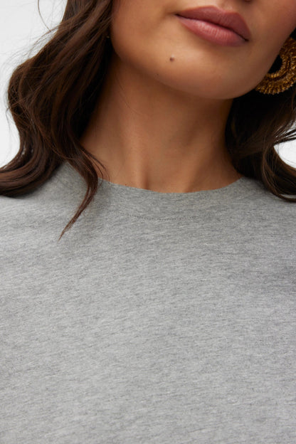 Basic T-shirt Γκρι Melange Κανονική Εφαρμογή