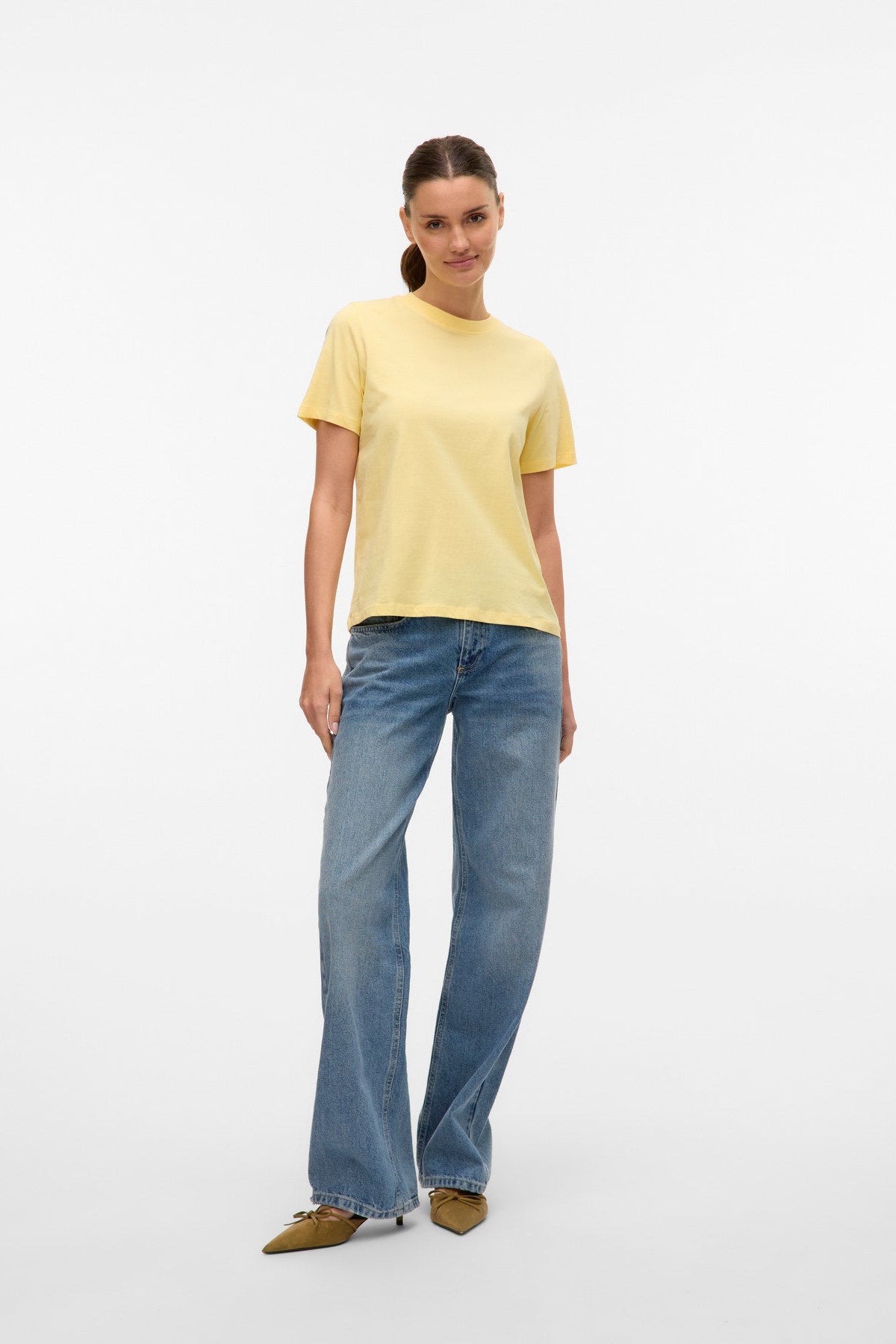 Basic T-shirt Κίτρινο Κανονική Εφαρμογή