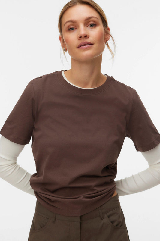 Basic T-shirt Καφέ Κανονική Εφαρμογή