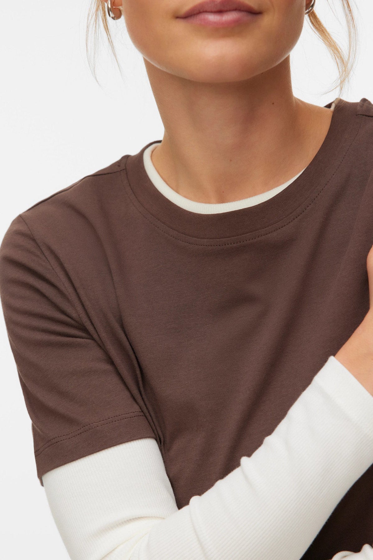Basic T-shirt Καφέ Κανονική Εφαρμογή