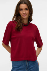 Πλεκτή Μπλούζα Oversize Μπορντό