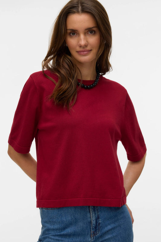 Πλεκτή Μπλούζα Oversize Μπορντό