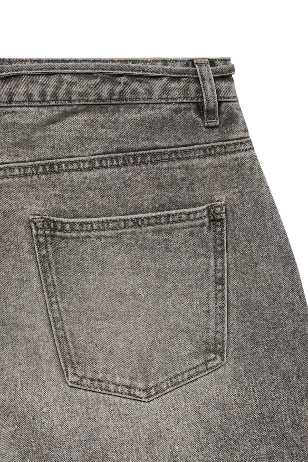 Denim Σορτς Γκρι Relaxed Fit με Ζώνη