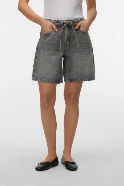 Denim Σορτς Γκρι Relaxed Fit με Ζώνη