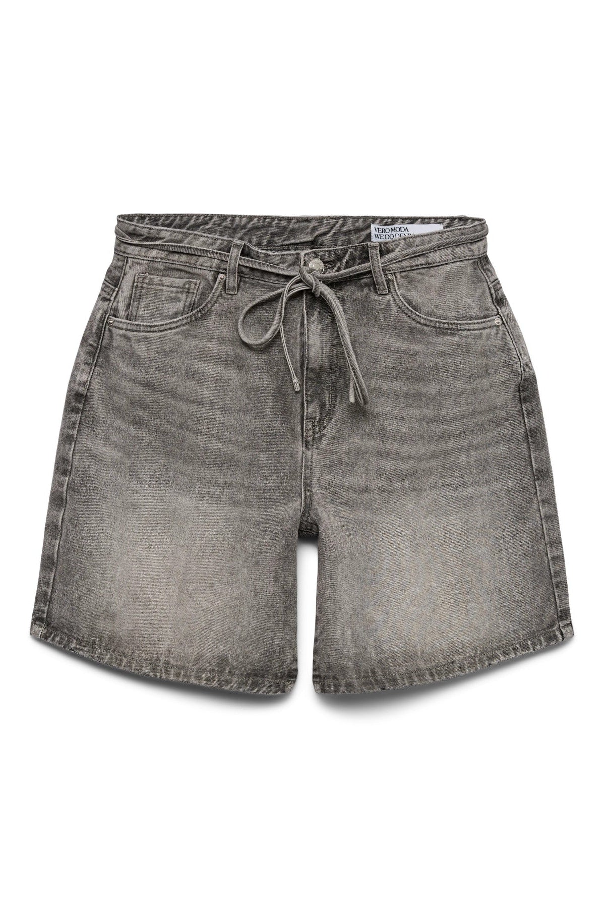 Denim Σορτς Γκρι Relaxed Fit με Ζώνη