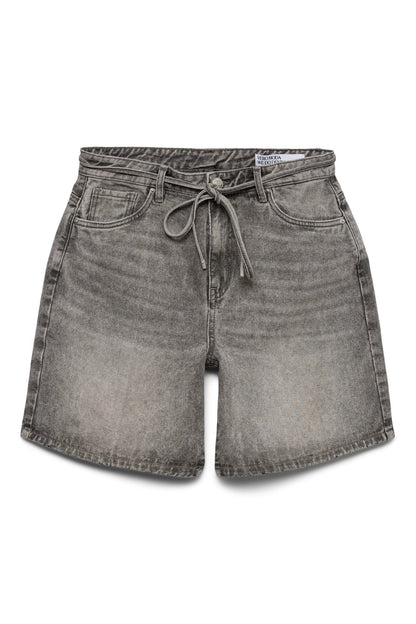 Denim Σορτς Γκρι Relaxed Fit με Ζώνη