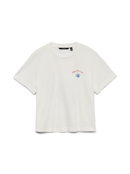 VERO MODA T-shirt Κοντομάνικο Οργανικό Βαμβάκι Print MALLORCA Λευκό