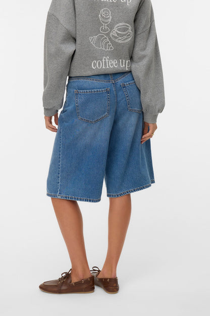 VERO MODA Βερμούδα Τζιν Κανονική Εφαρμογή Medium Blue Denim πίσω όψη