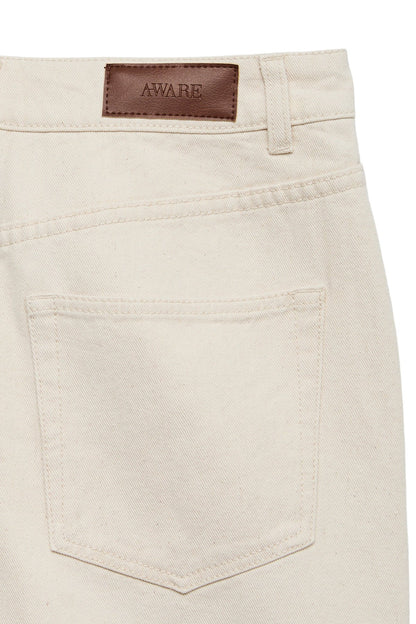 VERO MODA Βερμούδα Τζιν Wide-Leg Ψηλόμεση Εκρού πίσω όψη λεπτομέρεια