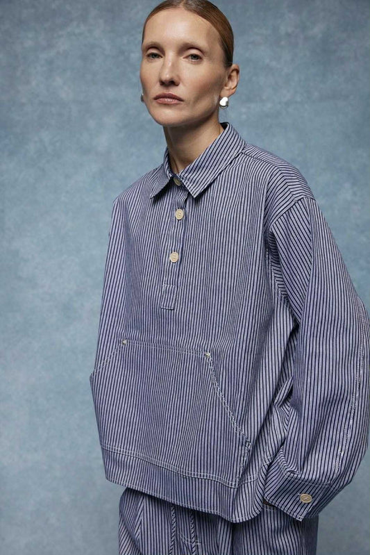 GIOYA πουκάμισο ριγέ μπλε λευκό - μπροστινή όψη