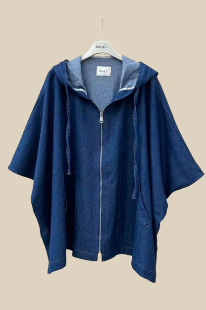 GIOYA τζάκετ με κουκούλα μπλε - flat lay