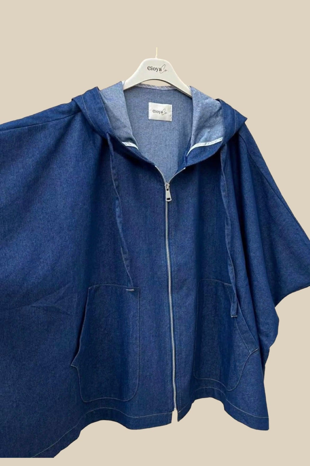 GIOYA τζάκετ με κουκούλα μπλε - μπροστινή όψη