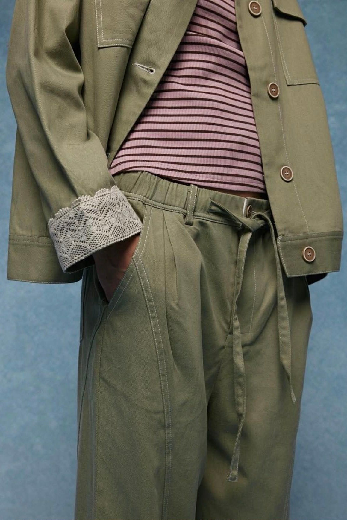 GIOYA παντελόνι ίσια γραμμή militare - λεπτομέρεια μέσης