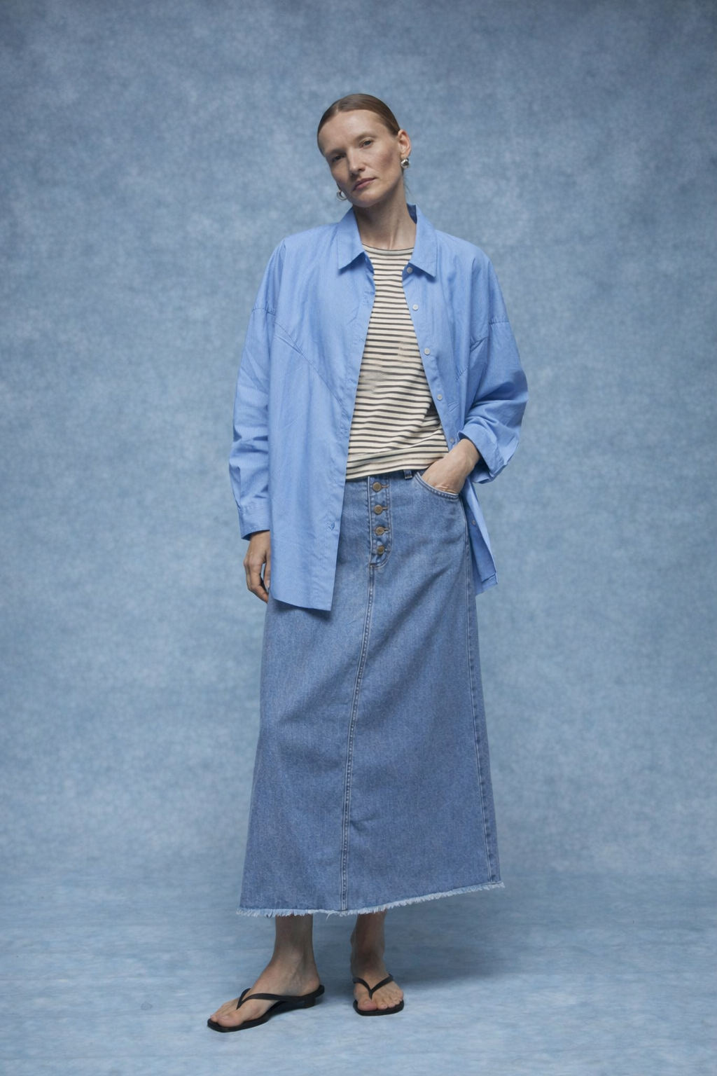 GIOYA πουκάμισο oversized γαλάζιο- full body