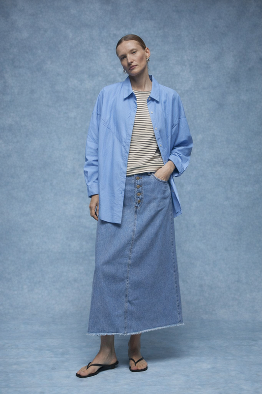 GIOYA πουκάμισο oversized γαλάζιο- full body