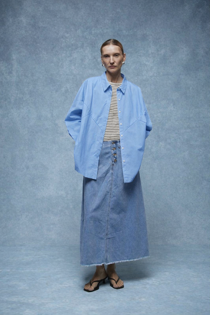 GIOYA πουκάμισο oversized γαλάζιο - μπροστινή όψη