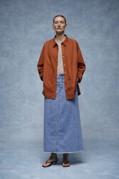 GIOYA πουκάμισο oversized κεραμιδί - μπροστινή όψη