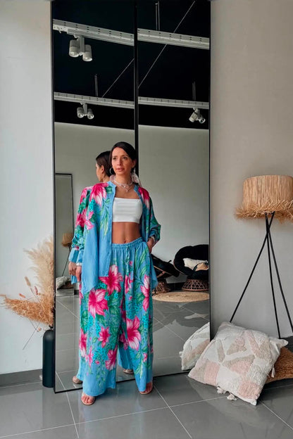Σet  Floral Print Πουκάμισο & Παντελόνι