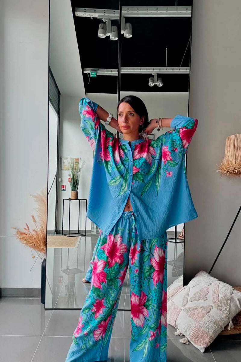 Σet  Floral Print Πουκάμισο & Παντελόνι