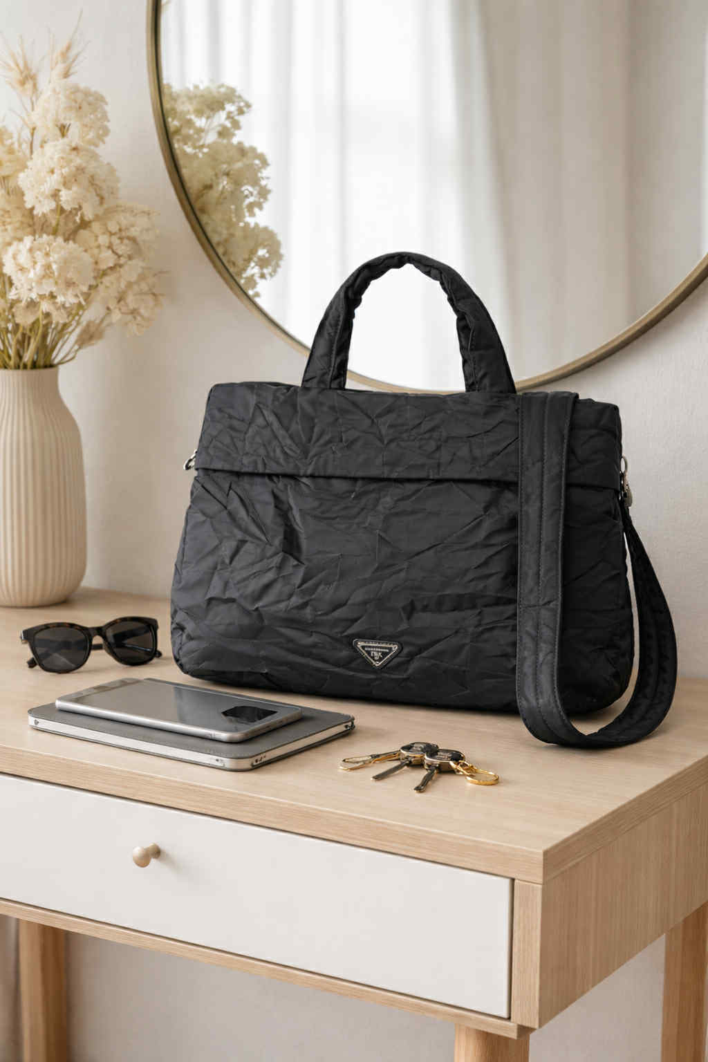 Τσάντα Ώμου Τσαλακωμένη Υφή