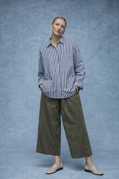 GIOYA πουκάμισο ριγέ μπλε λευκό - full body set