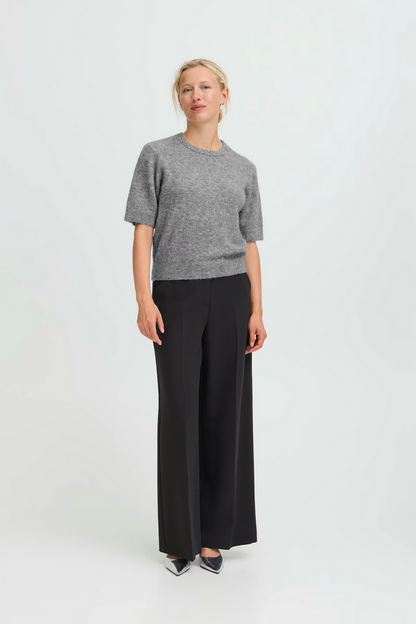 Κοντομάνικο Πλεκτό Τοπ με Στολίδι στο Γιακά