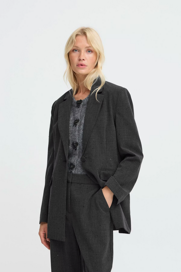 Σακάκι με Λάμψη Κλασικό Μαύρο