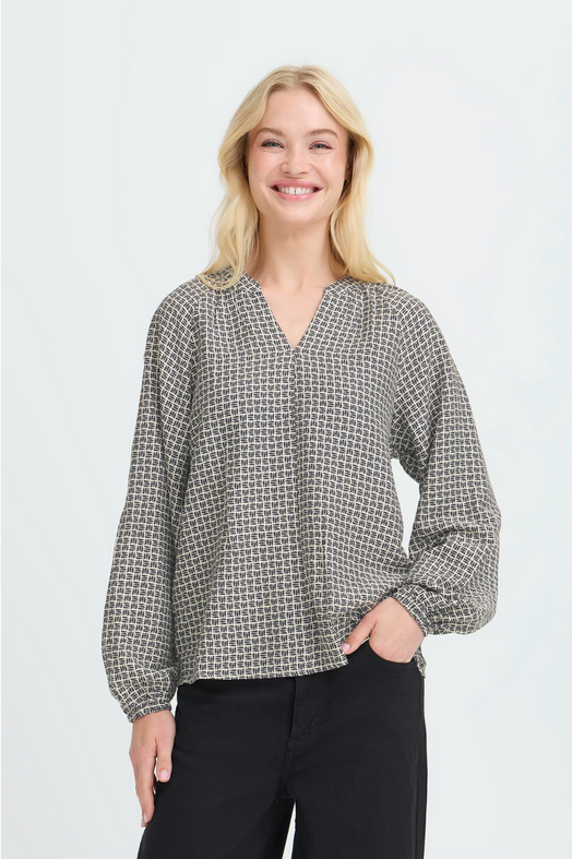 Μπλούζα Εμπριμέ Μακρυμάνικη Χαλαρή Εφαρμογή