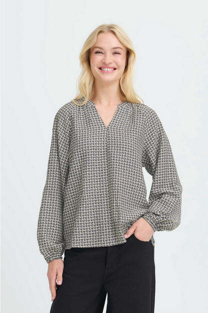 Μπλούζα Εμπριμέ Μακρυμάνικη Χαλαρή Εφαρμογή