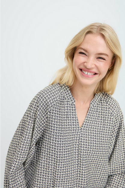 Μπλούζα Εμπριμέ Μακρυμάνικη Χαλαρή Εφαρμογή