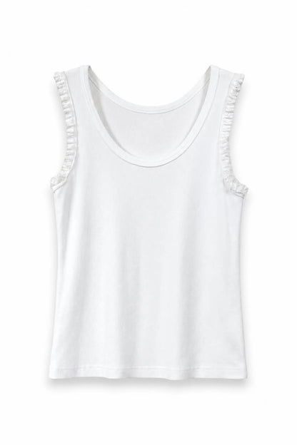 Γυναικείο tank top rip λευκό με λεπτομέρεια δαντέλας