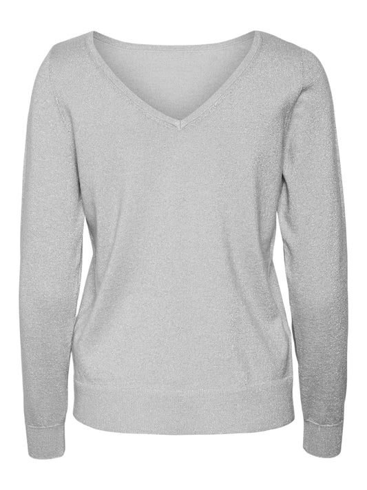 V-Neck Πουλόβερ με Διακριτική Λάμψη