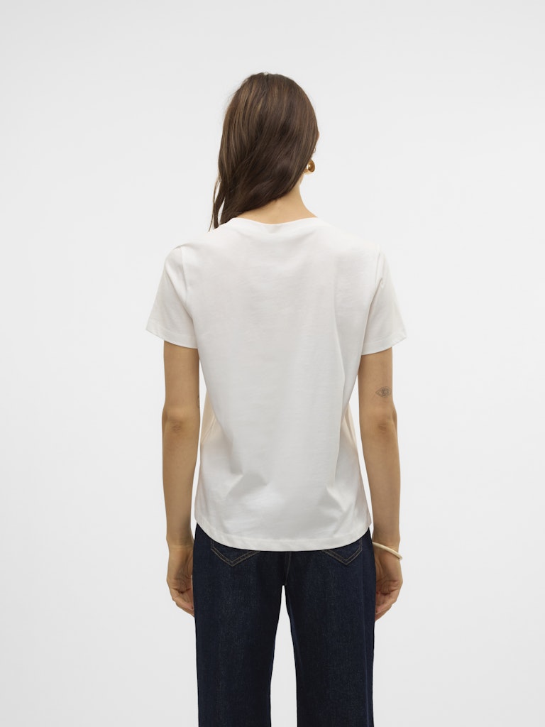 VERO MODA Γυναικείο λευκό t-shirt, πίσω όψη, απλό σχέδιο χωρίς τύπωμα, 100% organic cotton