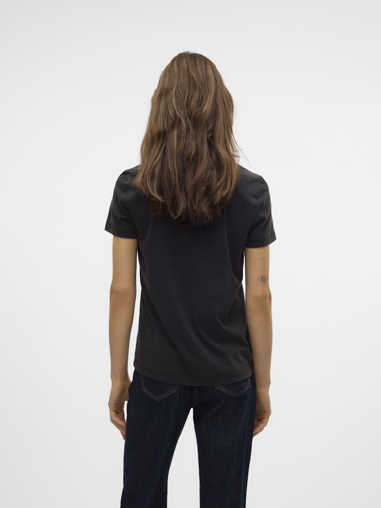 VERO MODA Γυναικείο μαύρο t-shirt, πίσω όψη, απλό σχέδιο χωρίς τύπωμα, 100% organic cotton