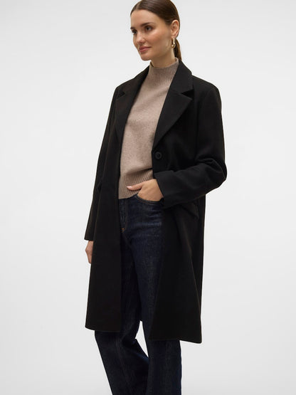 Μακρύ Παλτό Γιακά Πέτο κλείσιμο με Κουμπιά