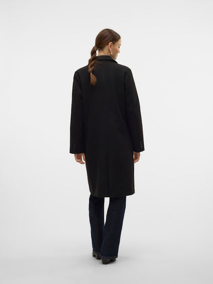 Μακρύ Παλτό Γιακά Πέτο κλείσιμο με Κουμπιά