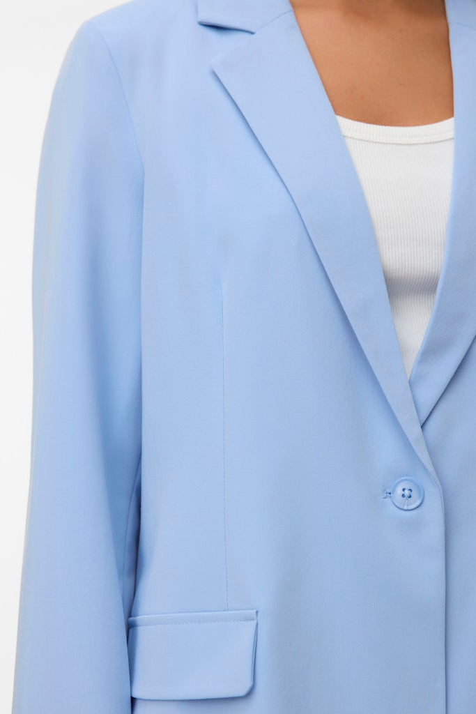 VERO MODA Σακάκι Μονόκουμπο Loose Fit Γαλάζιο λεπτομέρεια πέτο