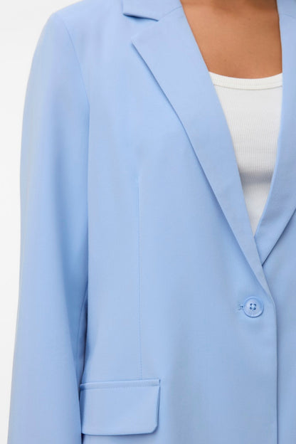 VERO MODA Σακάκι Μονόκουμπο Loose Fit Γαλάζιο λεπτομέρεια πέτο