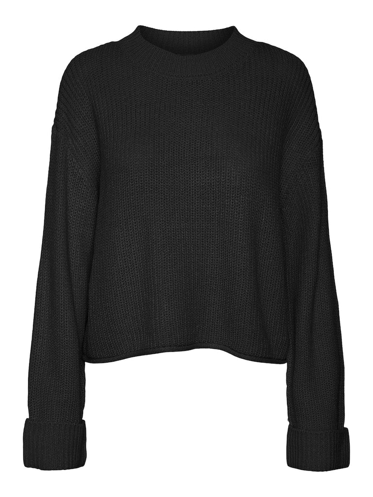 VMSAYLA FOLD LS O NECK PULLOVER BOO BLACK 10290615