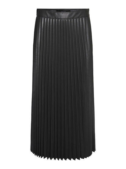 Midi Φούστα Πλισέ Δερματίνη Γκρι