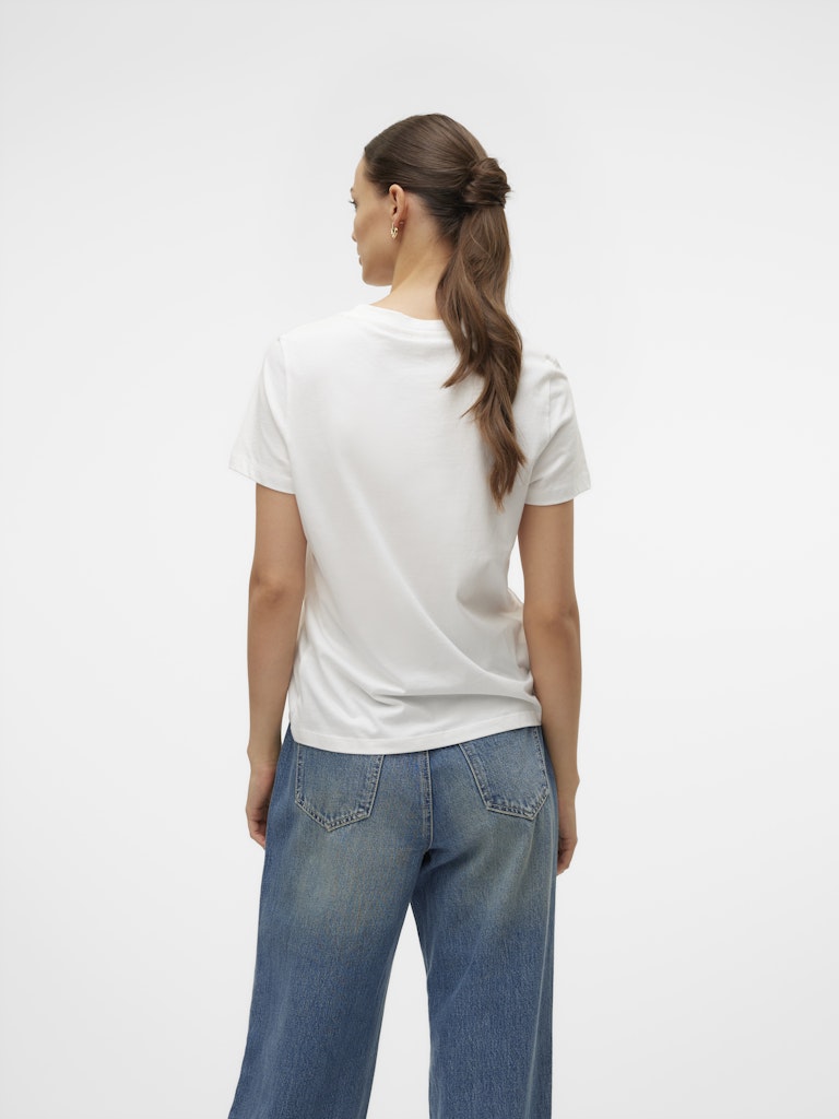 VERO MODA Γυναικείο t-shirt, πίσω όψη, απλό σχέδιο χωρίς τύπωμα, 100% organic cotton, κανονική εφαρμογή