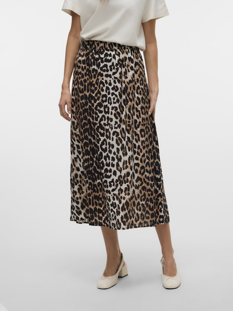 VERO MODA γυναικεία φούστα animal print, μπροστινή όψη, με λάστιχο στη μέση και μήκος 7/8