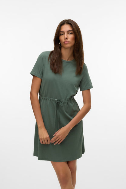 VERO MODA Φόρεμα Κοντομάνικο Mini με Ζώνη Πράσινο μπροστινή όψη