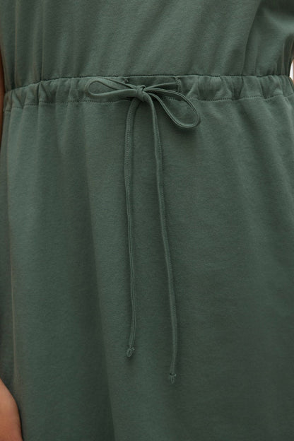 VERO MODA Φόρεμα Κοντομάνικο Mini με Ζώνη Πράσινο λεπτομέρεια ζωνάκι