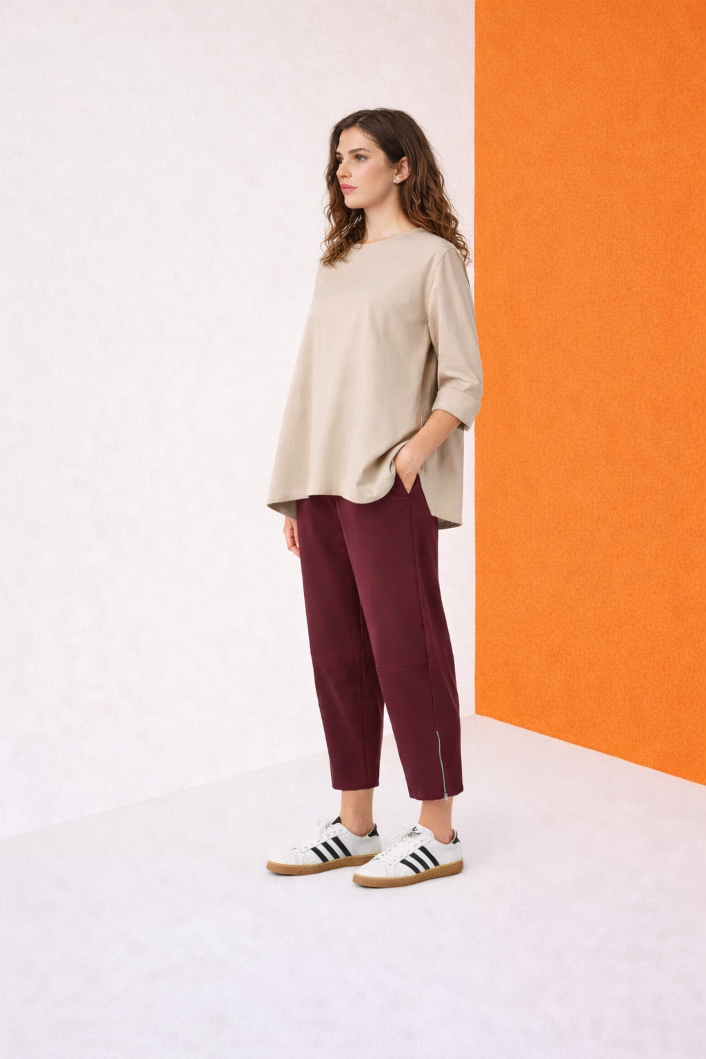 Wendy Trendy παντελόνι ποντοστόφα one size μπορντώ full body