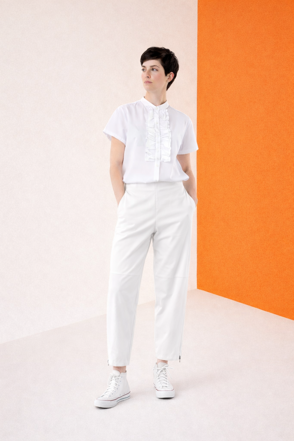 Wendy Trendy παντελόνι ποντοστόφα one size λευκό full body