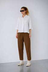 Παντελόνι Jersey di Cottone Camel