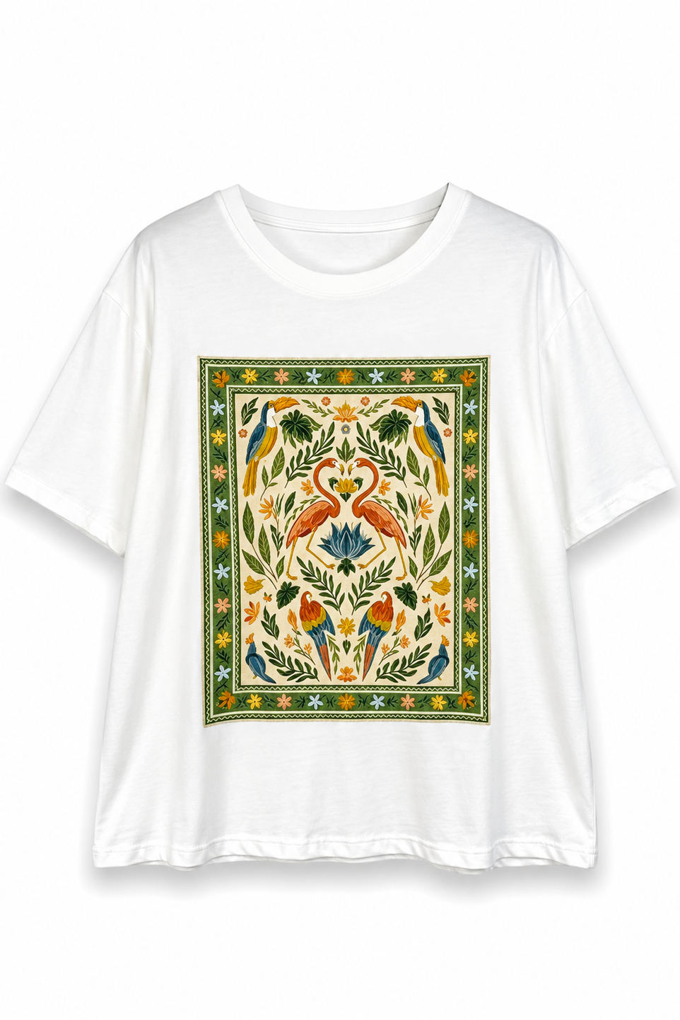 T-shirt λευκό με στάμπα φλαμίνγκο