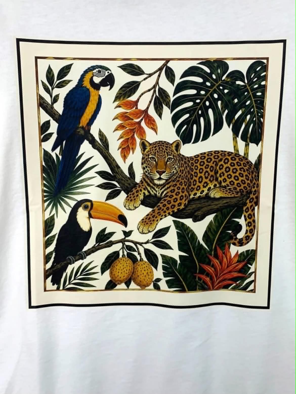T-shirt λευκό με στάμπα λεοπάρδαλη